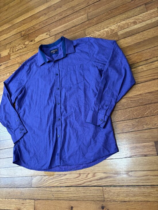 Johnston & Murphy Men's Purple Button Down Dress Shirt Sz 2XL XXL Purple Cotton - Picture 2 of 7